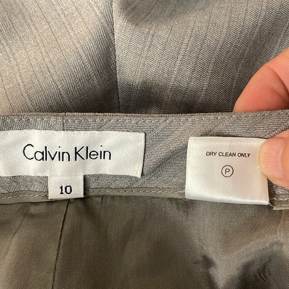 NWT. Calvin Klein 10 Grey Pinstripe Double Layer Dress Pants. - Picture 5 of 11